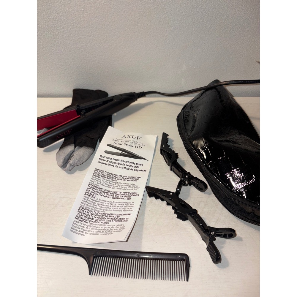AXUF Mini Styler HD Flat Iron Tourmaline Nano-Silver Technology Travel Size